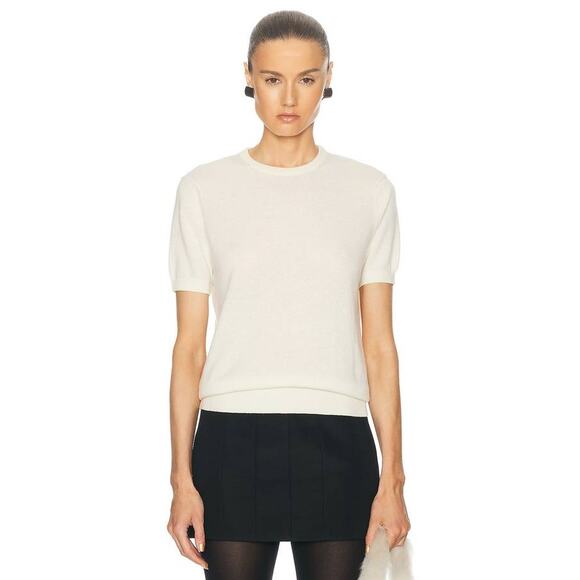Khaite Pierre SS Cashmere Blend T Shirt Sweater in Cream M - Picture 1 of 4
